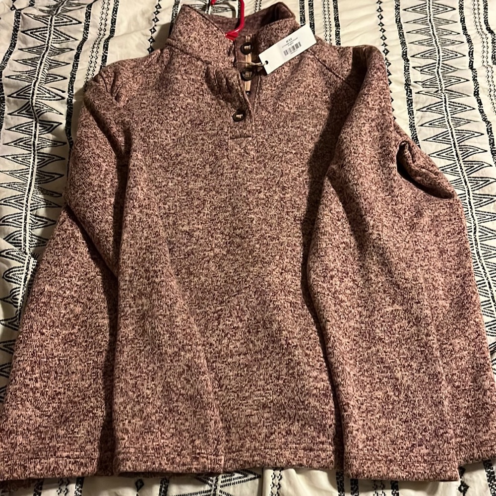 Large natural reflections 1/4 button pullover maroon